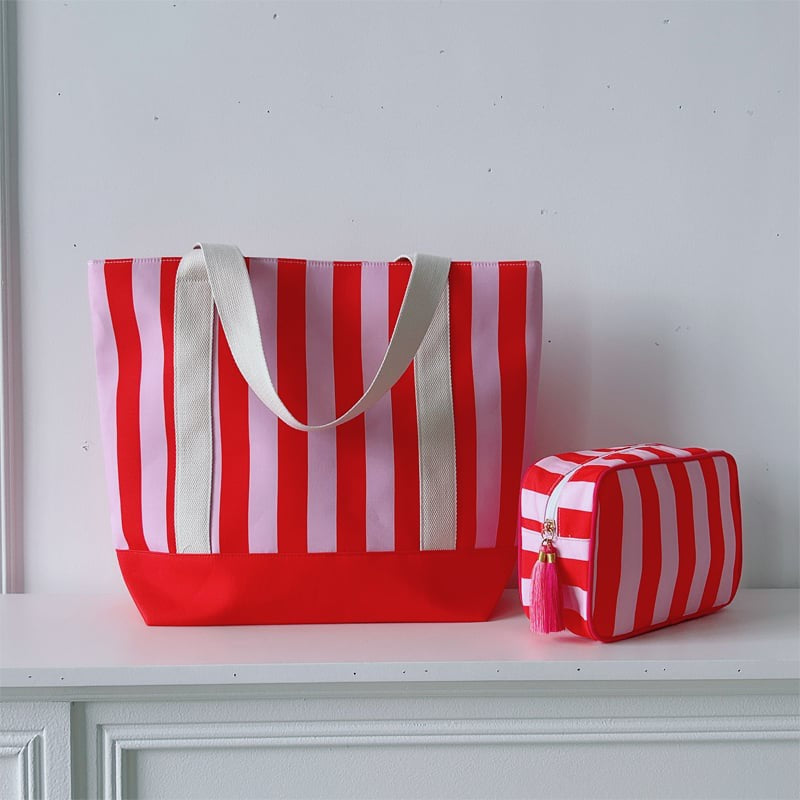 RTS • Wholesale Stripe cosmetic bag