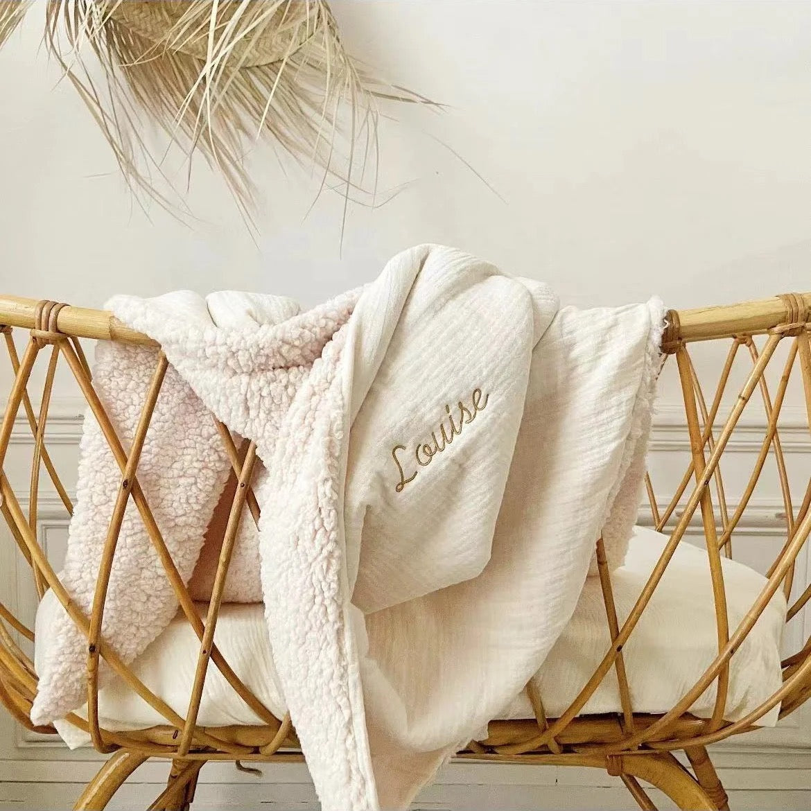 RTS • Wholesale Muslin Cotton Teddy Bear Sherpa Blanket