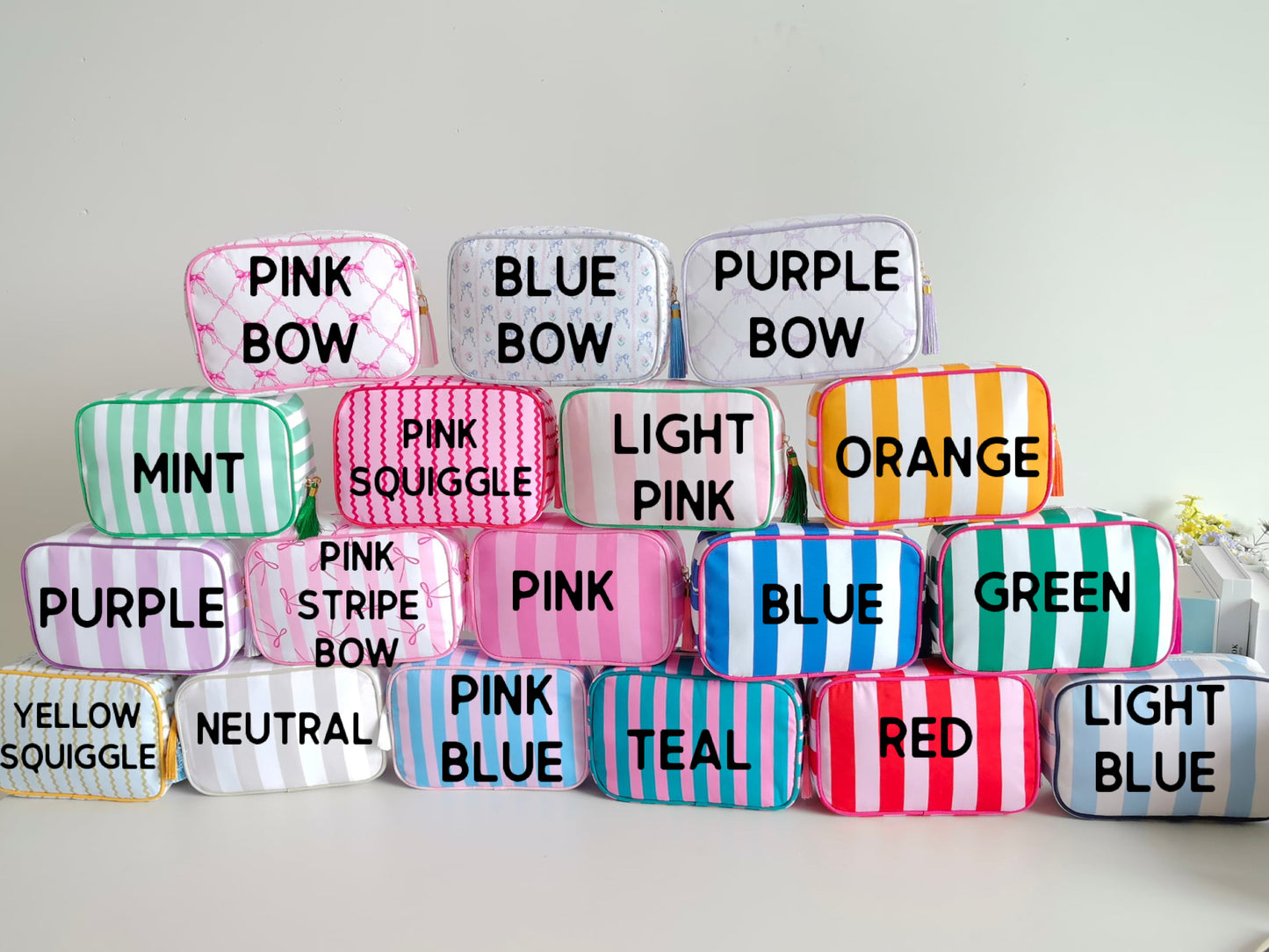 RTS • Wholesale Stripe cosmetic bag