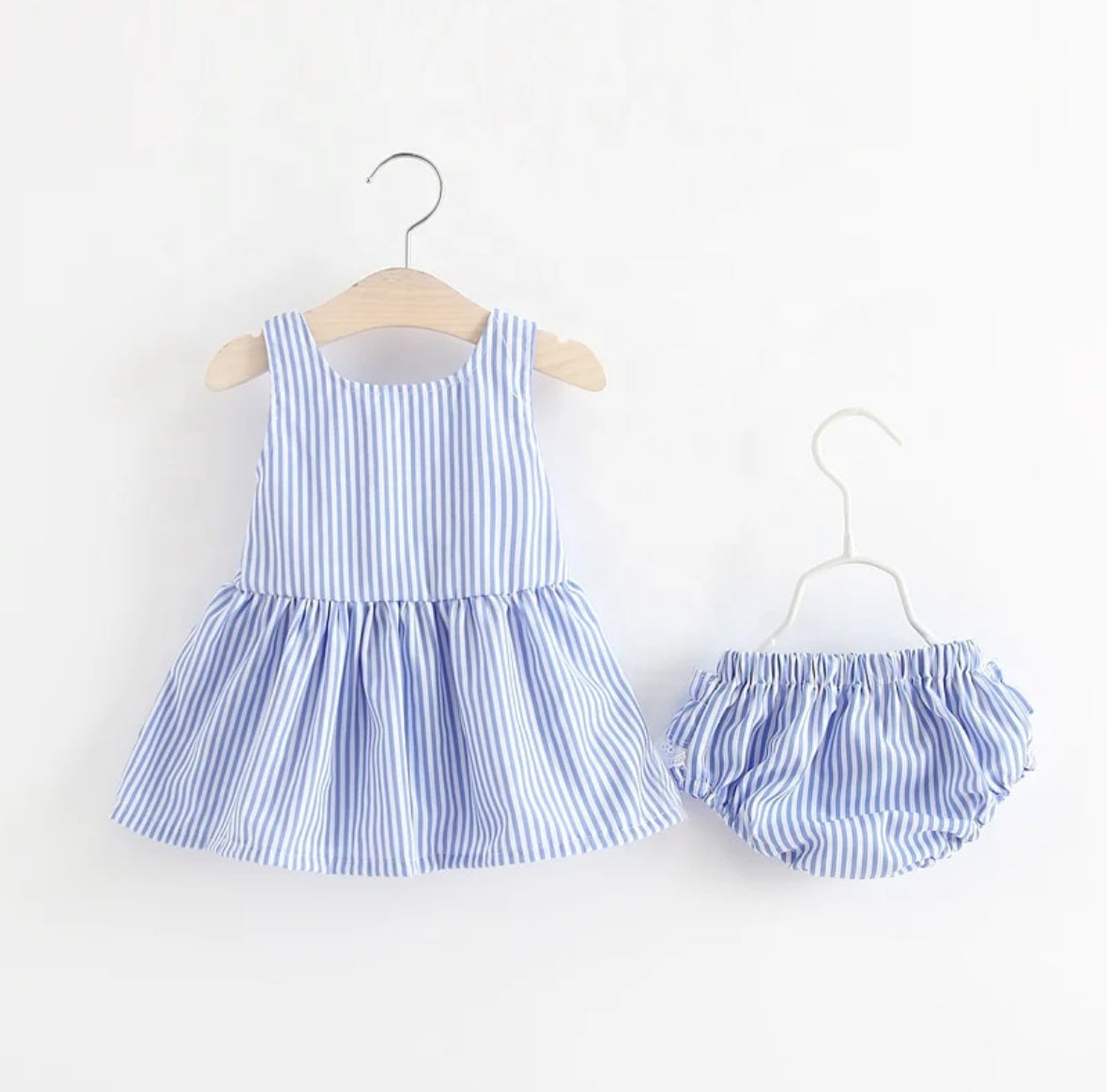 RTS • Wholesale Girls Seersucker Dress with Bloomer Set