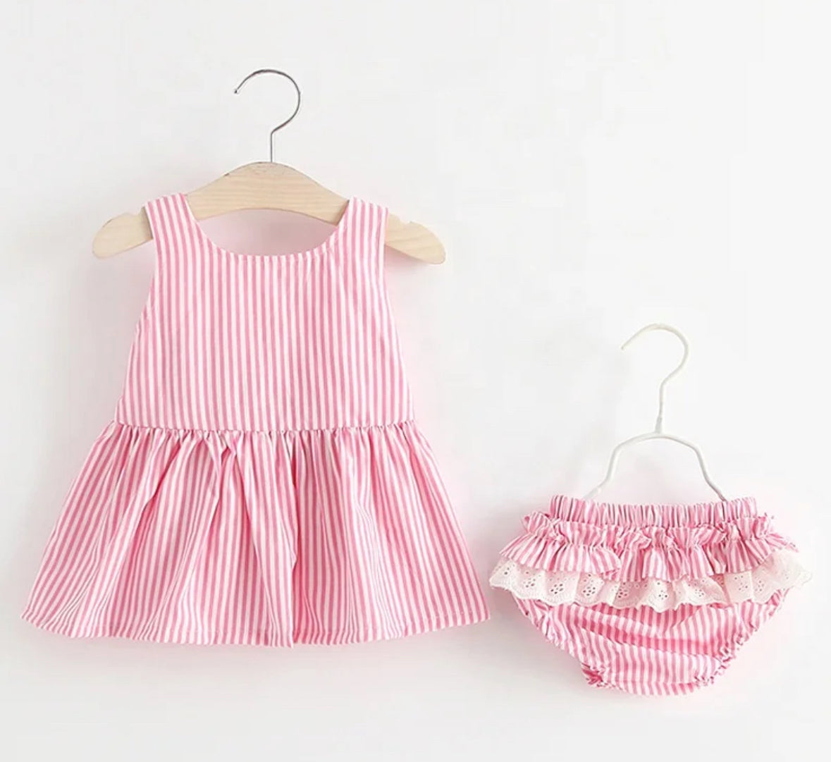RTS • Wholesale Girls Seersucker Dress with Bloomer Set