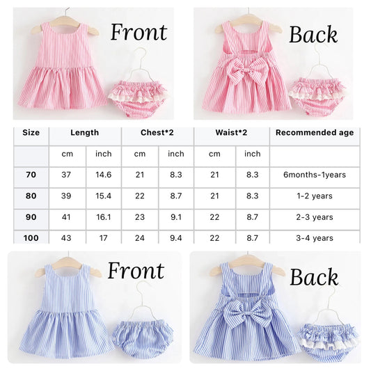 RTS • Wholesale Girls Seersucker Dress with Bloomer Set