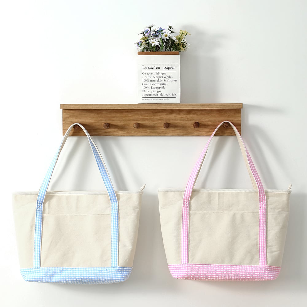 RTS • Wholesale Gingham Canvas Tote
