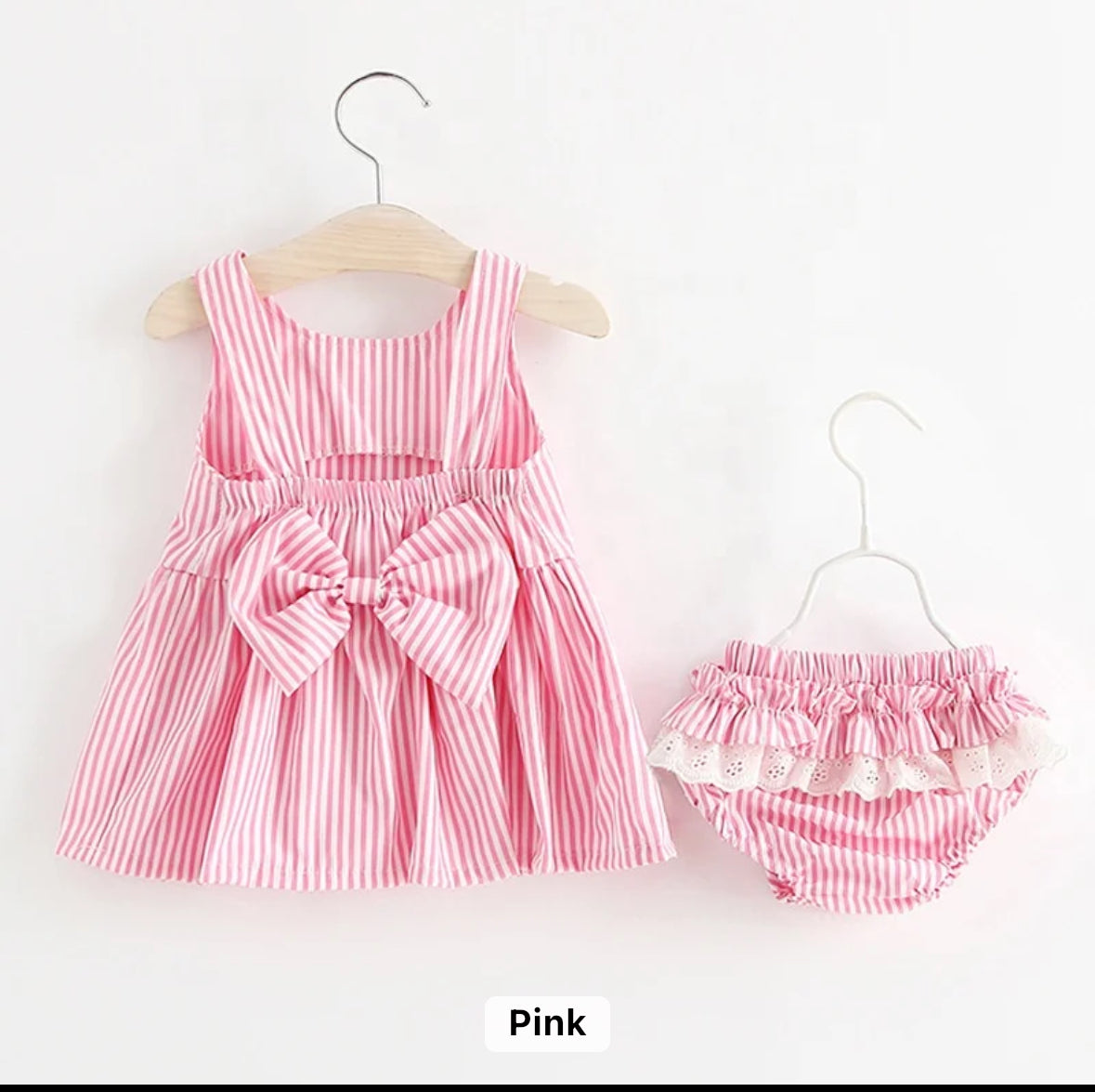 RTS • Wholesale Girls Seersucker Dress with Bloomer Set