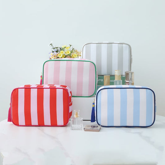 RTS • Wholesale Stripe cosmetic bag