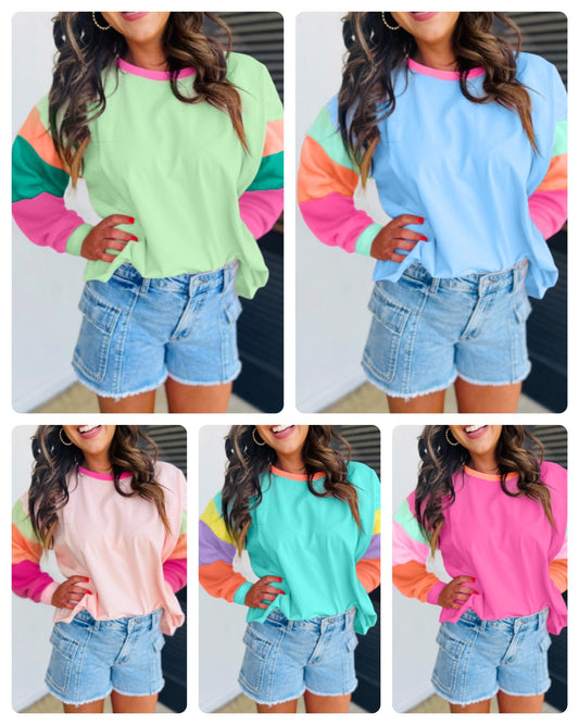 *Preorder* Wholesale Women's Colorblock Long Sleeve Top