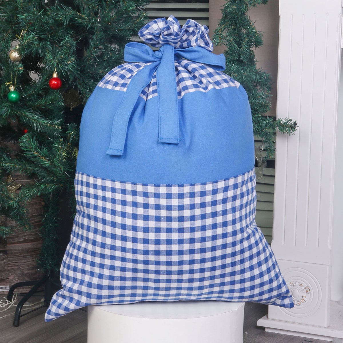 RTS • Wholesale Gingham Stripe Santa Sack & Stockings