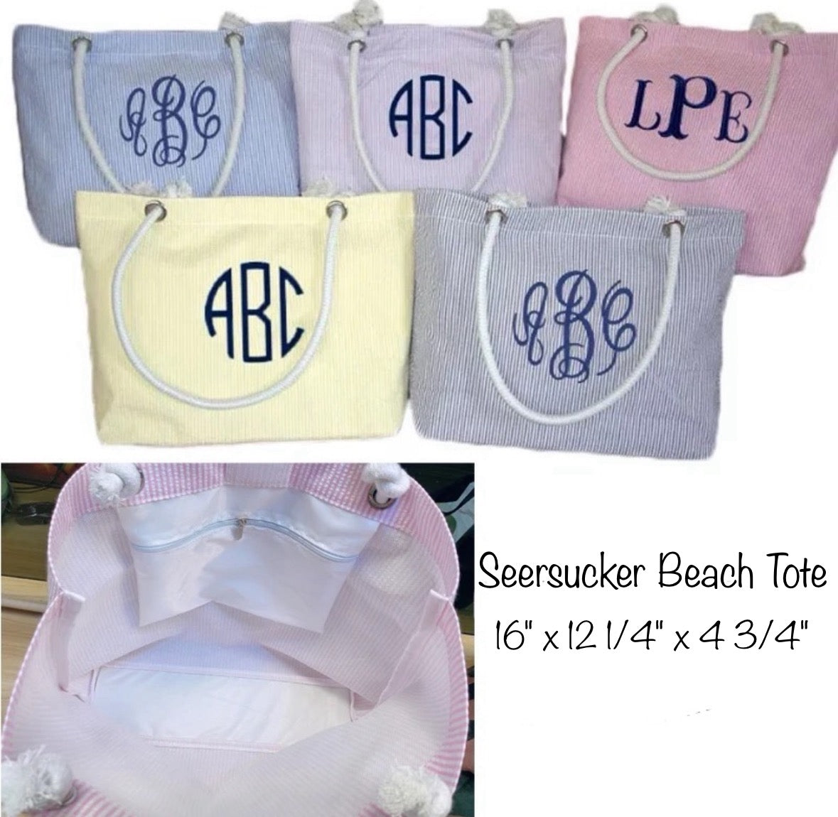 •RTS• Wholesale Seersucker Beach Tote