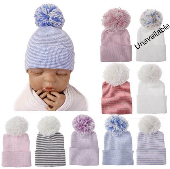 RTS • Newborn Pompom Hat