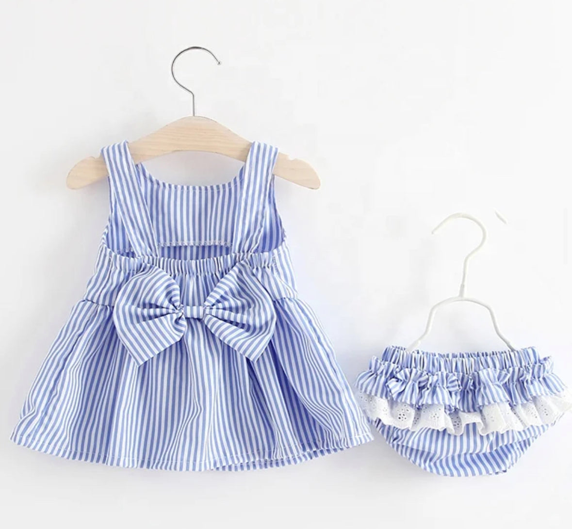 RTS • Wholesale Girls Seersucker Dress with Bloomer Set
