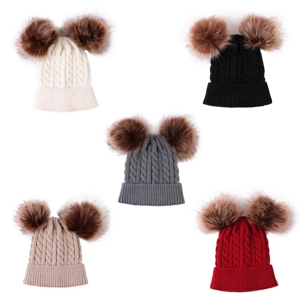 RTS • Wholesale Kids Double Pom Beanie