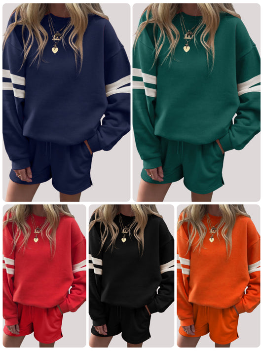 RTS • Wholesale Varsity Sweatshirt Short Set