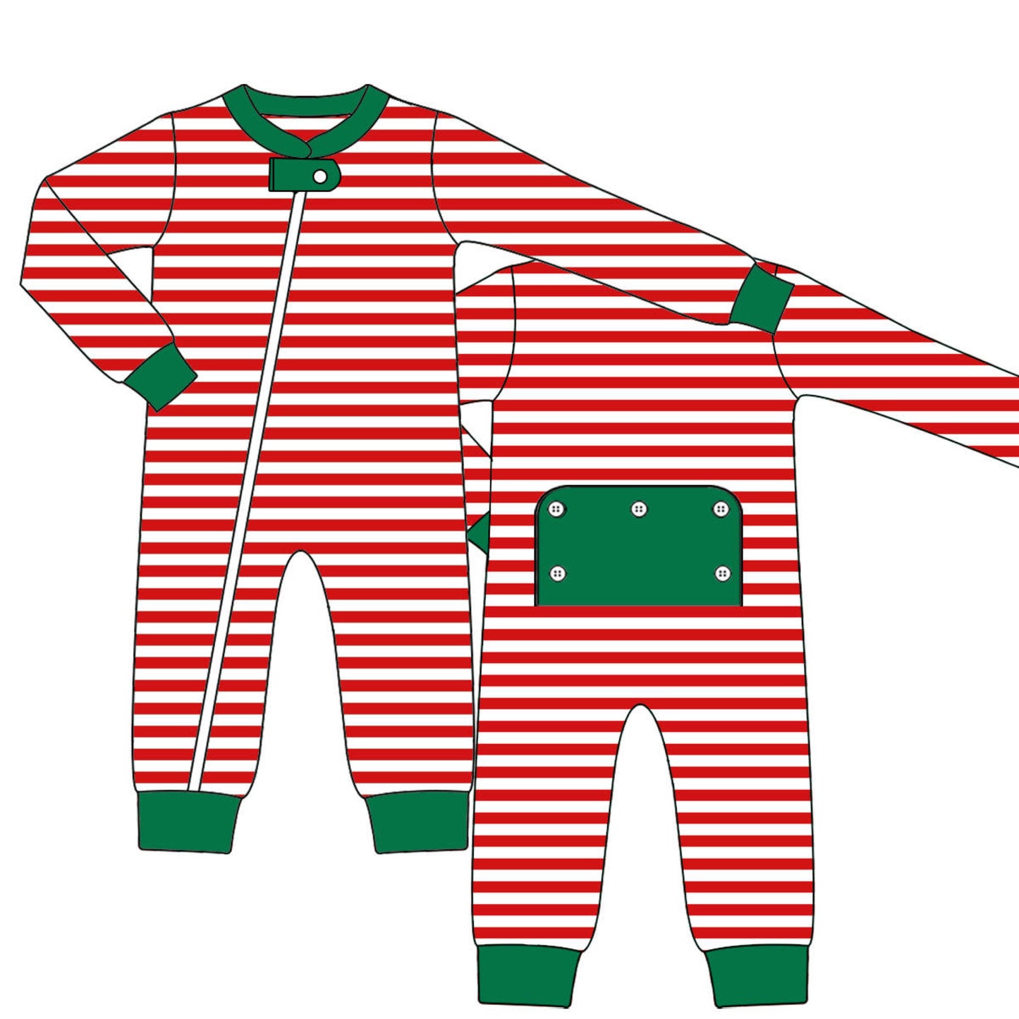 RTS • Wholesale Stripe Buttflap Pajamas