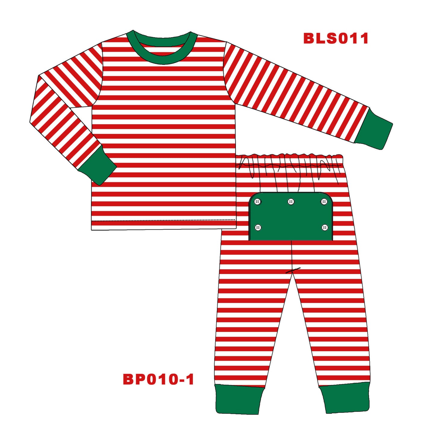 RTS • Wholesale Stripe Buttflap Pajamas